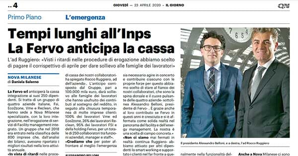 Fervo al fianco dei lavoratori contro l'emergenza COVID-19